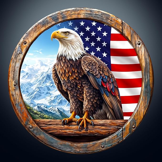 KAAYEE Wooden Puzzles for Adults, 3D Vision Effect Bald Eagle Wooden Jigsaw Puzzle Unique Shape Wood Puzzle Adult, 3D Effect Flat Puzzle Birthday Gifts Family Game (XL-17.3 * 17.3 in-450pcs)