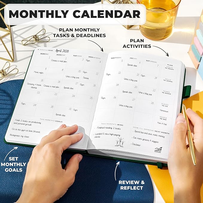Clever Fox Planner Premium Edition – Undated Luxurious Weekly & Monthly Planner to Increase Productivity and Hit Your Goals – Organizer – Start Anytime, A5, Lasts 1 Year, Forest Green (Weekly)