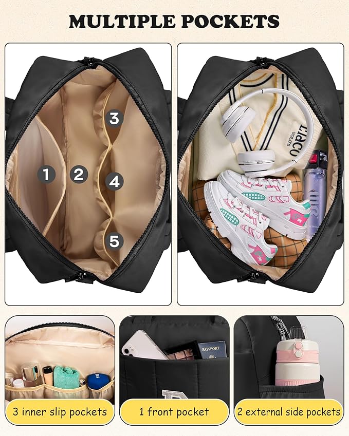 Women Duffle Bag with Initial, Personal Item Travel Bags College Gift for Women，Gym Bag with Wet Pocket，Lightweight Travel Bags Personalized Tote with Makeup Pouch
