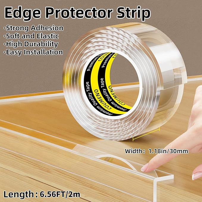Clear Edge Protector,Safe Corner Protector, Anti-Sharp Edge Protector, for Furniture, Drawers, Tables, Cabinets 1.18inX6.56FT
