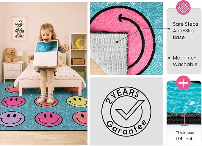 OLEEK Large Classroom Rug Elementary 8x10 - Classroom Rugs for Kids Room - Classroom Carpet Elementary - Kids playroom Rug 8 x 10 - Preschool Rugs for Classroom - Schoolgirl Style Classroom Decor