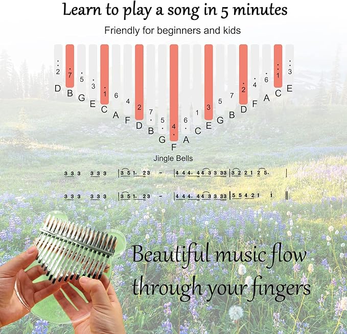 Acrylic Kalimba Thumb Piano,YUNDIE Portable 17 Keys Mbira Crystal Finger Piano, Musical Instruments Birthday Gift for Kid Adult Beginners Professional(Clear) (17 Keys)