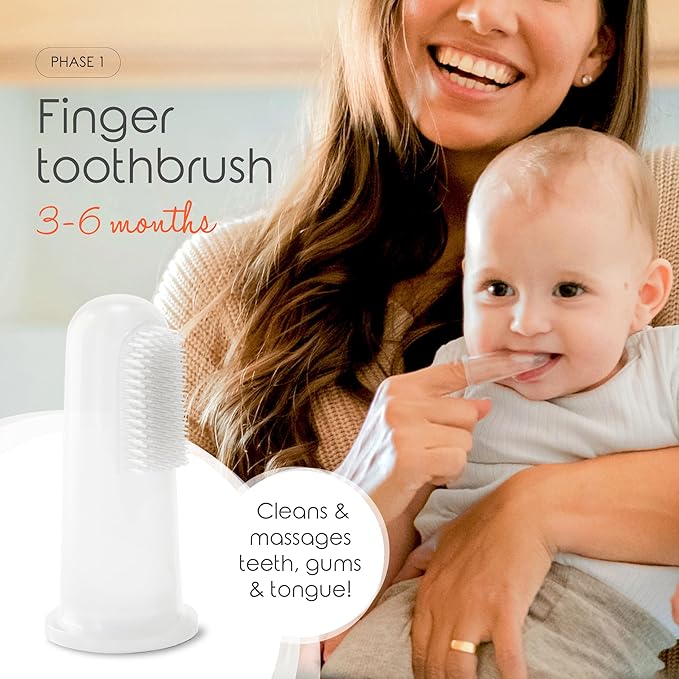 Cherish Baby Care Baby Toothbrush & Toddler Toothbrush Set (0-2 Years) - BPA-Free & Safety-Tested, 2023 Award Winner, Food-Grade Silicone (Purple)