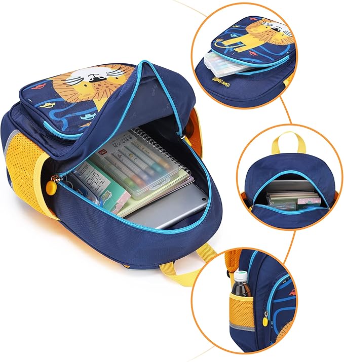 Cute Lion Toddler Backpack for Girls & Boys Mini Animal Cartoon Travel Bag for Babies 1-5 Years Durable & Lightweight Baby Backpack (Lion Design)