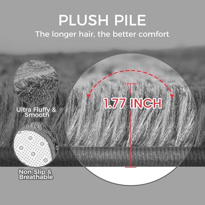 Ultra Soft Rug for Living Room, 4X6 Fluffy Shag Area Rug for Bedroom, Modern Shaggy Carpets Fuzzy Rug for Teens Dorm Nursery Home Decor Aesthetic, Upgrade Anti-Skid Durable, Grey