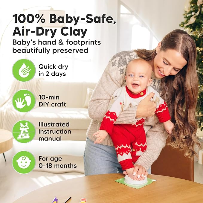 Baby Hand and Footprint Kit Girls, Boys - Personalized Baby Footprint Ornament Kit, Newborn Keepsake Gifts for New Mom, Easy to Use Handprint Makers, Cute Shower Gifts (Multi-Colored)