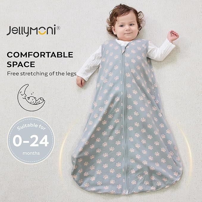 JELLYMONI Baby Sleep Sack 18-24 Months Wearable Blanket for Baby, 100% Cotton 2 Pack Infant Toddler Sleeping Sack Lightweight Soft 2-Way Zipper Sleepsack