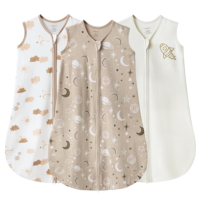 JELLYMONI Baby Sleep Sack 0-6 Months Wearable Blanket for Baby, 100% Cotton 2 Pack Infant Toddler Sleeping Sack Lightweight Soft 2-Way Zipper Sleepsack