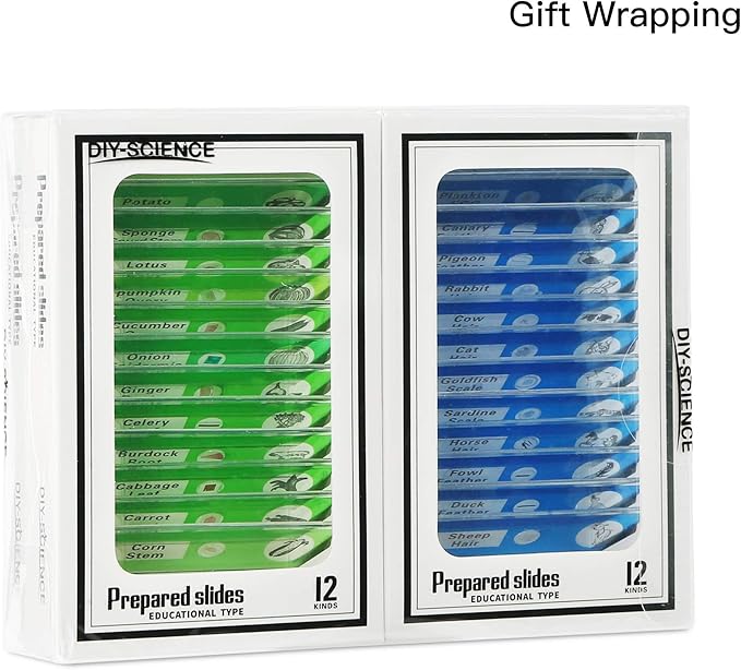 48 Prepared Microscope Slides Set of Animals Insects Plants Flowers, Biological Learning Resource Specimens for Kids Beginner Classroom Basic Science Education