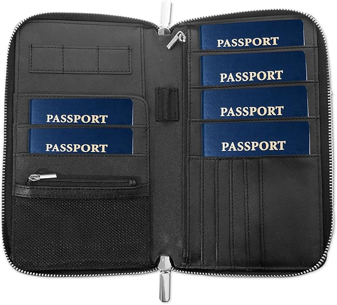 RFID Blocking Family Passport Holder Wallet 6,Premium Leather Travel Document Organizer for Women and Men,Travel Wallet for Credit Card
