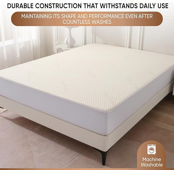 Luxury Waterproof Organic Mattress Protector Twin - Organic Cotton Breathable Mattress Pad Cover - New 380 GSM Comfort - Deep Pocket - Jersey Cotton Skirt - Fitted Comfort