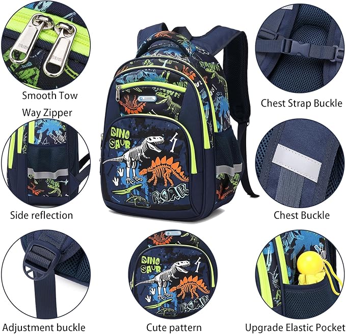 Cusangel Backpack for Boys Girls School Bookbags,Kindergarten Elementary Middle School Lightweight Waterproof Multifunctional Large Capacity for Backpack (16inch Luminous dinosaur)