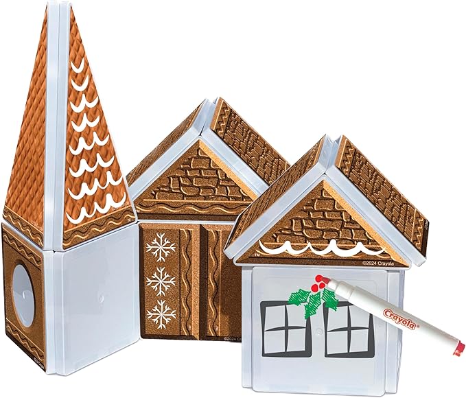 CreateOn Crayola Holiday Gingerbread House Magnetic Tiles, Magnetic Kids Building Toys, Educational Stem Toys for Ages 3+, 24-Piece Set