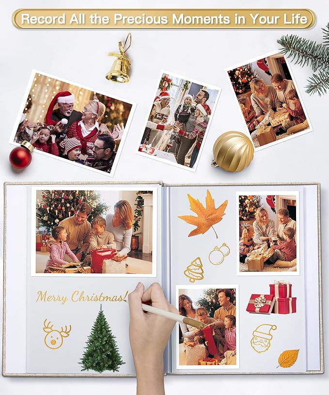 Popotop Photo Album Self Adhesive Scrapbook Album for 4x6 5x7 8x10 Pictures DIY Photo Book as Scrapbooking Supplies Kits, Birthday Gifts for Women Mom Wedding Baby Family Travel