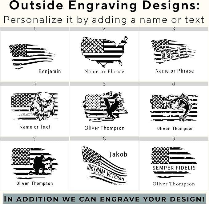 Personalized American Flag Gift Box - Engraved Memory Box, 5 Year Anniversary Wedding Gift for Men, Boyfriend, Bamboo Wood Decorative Chest, Keepsake Boxes with Custom Hidden Message, 11x8x4.75 in