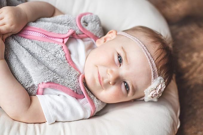 baby deedee Sleep Nest Teddy Baby Sleeping Bag, Gray Bubble Gum, Medium (6-18 Month)