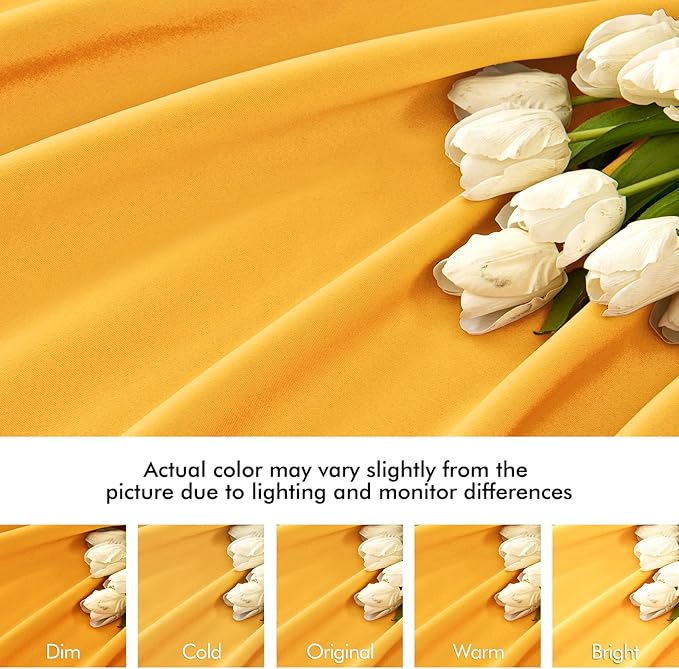 MIULEE Yellow Back Tab Blackout Curtain 96 Inch Long 2 Panels Set for Bedroom, Rod Pocket/Pinch Pleat Thermal Insulated Living Room Darkening Pleated Light Blocking Floor to Ceiling Drape