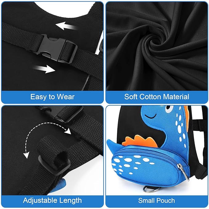 Accmor Toddler Harness Leash with Anti Lost Wrist Link, Cute Dinosaur Kids Harnesses Children Leashes, Baby Walking Harness Keep Child Close Wristband Strap for Boys Travel