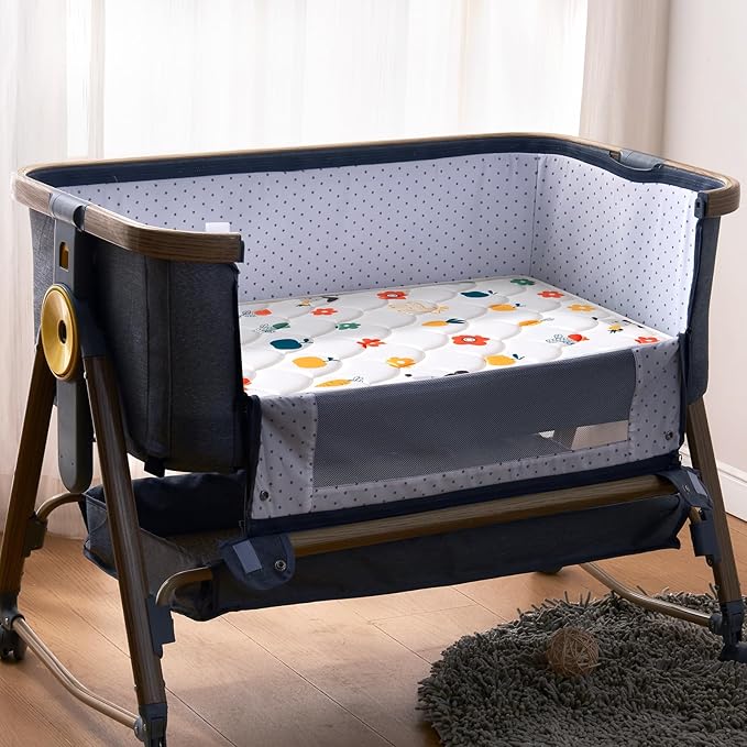 Baby Bassinet Mattress 33 x 19 inches- Firm Support and Comfort Premium Foam,Noiseless and Odorless,Hypoallergenic Small Crib Mattress, Fits Moses Basket, Dual Sided with Soft Breathable Fabric