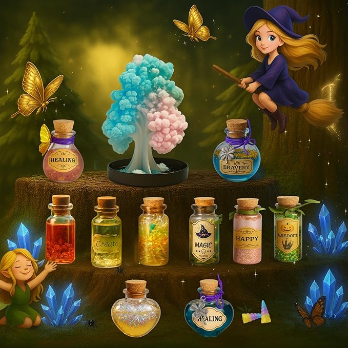 AMIZEY Fairy Potion Kit for Kids with Magic Growing Tree-20 Bottles- Gifts for Girls - 6 7 8 9 10 11 12 Year Old Girl Gifts