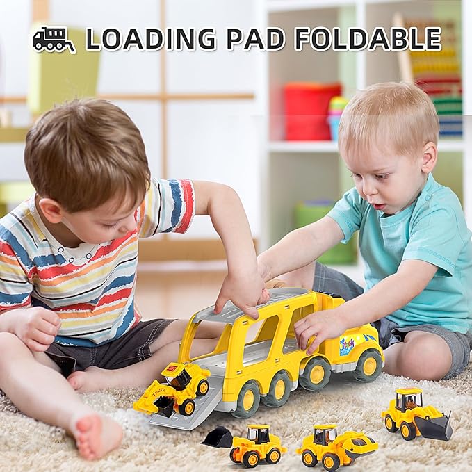 Veslier Construction Truck Toys for Boys Girls Age 1 2 3 4 5 6 Years Old，Carrier Transport Trucks for Kids 1-3 3-5 Year Old，Christmas Birthday Gift Toddler Toys.