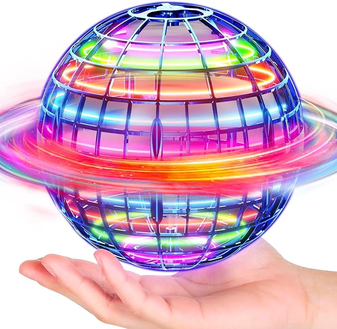 Flying Orb Ball (Blue, 2025 Upgraded) with Dazzling Lights, Magic Hover Spinner, Cool Boomerang Drone, Floating Cosmic Globe, Kids Toys Gifts for 6 7 8 9 10 Year Old Boys Girls