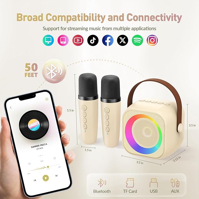 Karaoke Machine for Kids, Karaoke Gifts for Girls Ages 4, 5, 6, 7, 8, 9, 10, 12 +Year Old Birthday Party, 4-12 Years Old Christmas Toys Gift for Girls