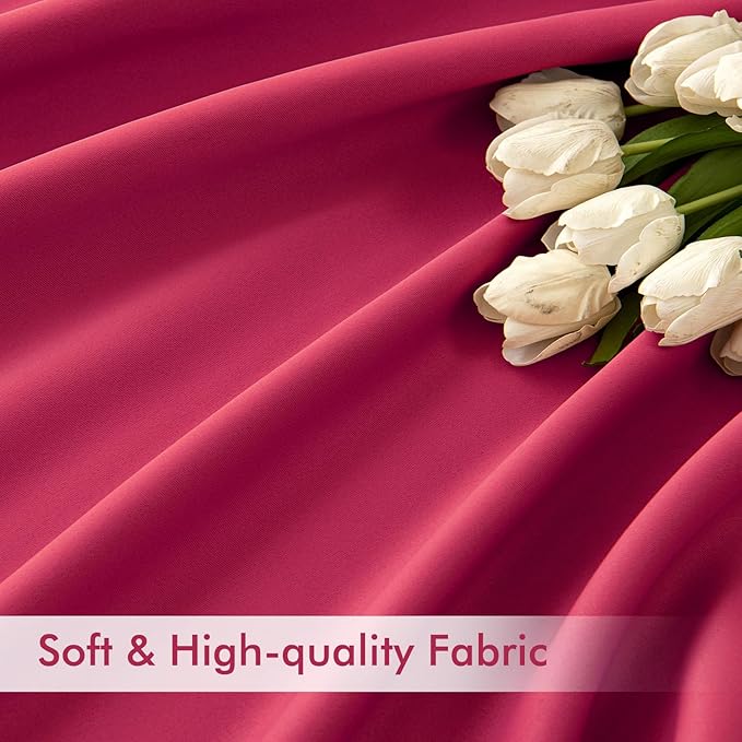 MIULEE Hot Pink Back Tab Blackout Curtain 96 Inch Long 2 Panels Set for Bedroom, Rod Pocket/Pinch Pleat Thermal Insulated Living Room Darkening Pleated Light Blocking Floor to Ceiling Drape
