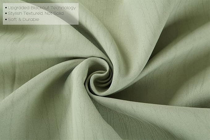 MIUCO Blackout Curtains Room Darkening Curtains Textured Grommet Panels for Kitchen 2 Panels 52x63 Inch Long Sage