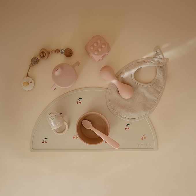 mushie Silicone Baby Shaker Rattle Toy | Ages 3+ Months (Blush)