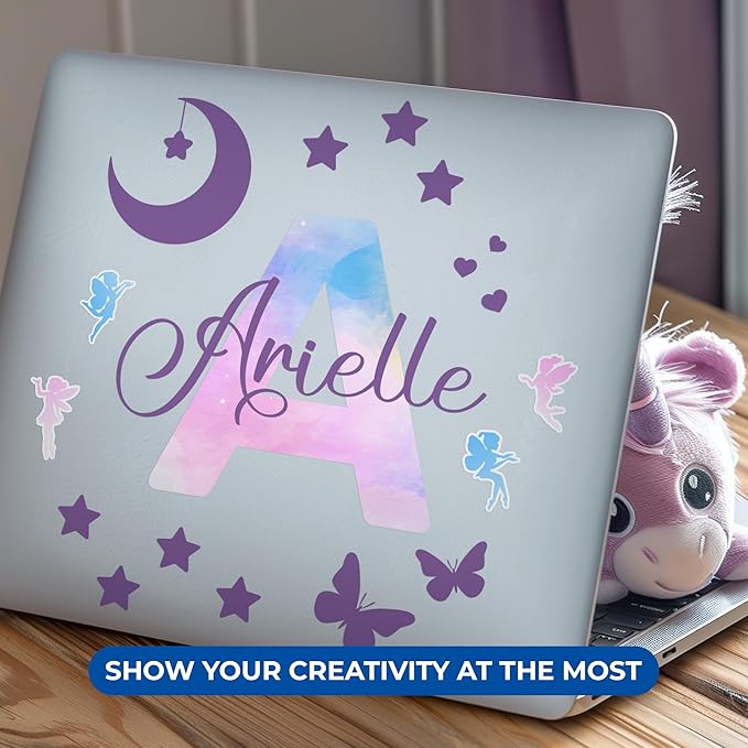 Custom Stickers Name Wall Decor I Personalized Name Sign for Room Decor | Multiple Custom Name & Initial I Decal for Baby Girl Nursery Decor I Nursery Wall Decal for Baby (A. Pink and Blue Sky)