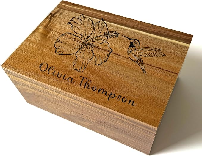 Floral Keepsake Boxes for Women - Butterfly Box Keepsake for Girls, Personalized Gifts for Teen Girls or Daughters, Flower Gift Box, Engraved Name Custom Wood Chest Memento Storage, 11x8x4,75 in