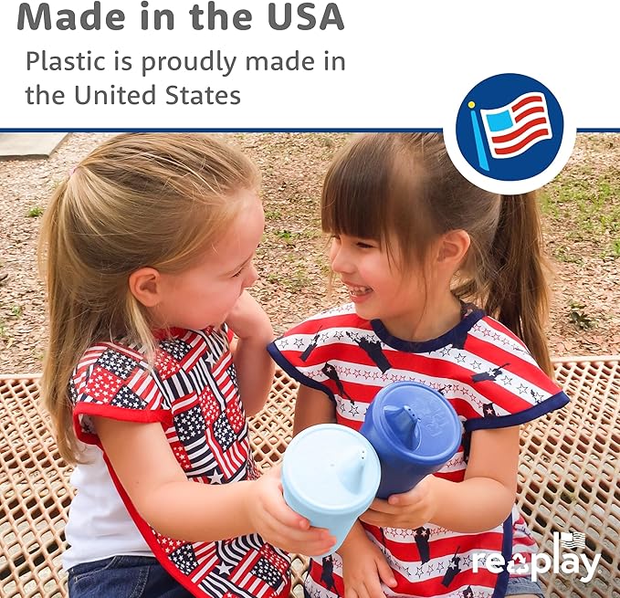 Re-Play Sippy Cups for Toddlers - 10 Oz. Reusable Spill Proof Cups for Kids, Dishwasher/Microwave Safe - Made in USA - Set of 3-3.13" x 6.25" - Berry
