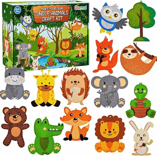 Garma Animal Sewing Kit for Kids - 14 in 1 Kids Sewing Crafts Kit for Beginners - Mini Sewing Kits for Kid 5-8 8-12 - Easy Sew Your Own Felt Animals DIY Craft Set for Boys & Girls Birthday