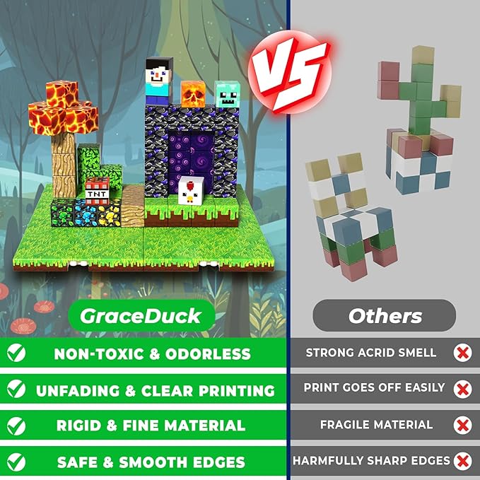 150 PCS Magnetic Blocks - Magnetic Building Block with 6 Baseplate, Stacking Magnets for Kids, Sensory Toy for Toddlers STEM Learning, Birthday Gifts for 3+ Years Old Boys Girls