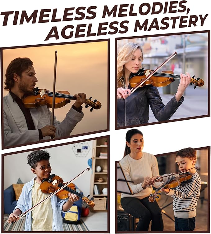 Vangoa Violin 4/4 Full Size Set Fiddle, Handcrafted Starter Acoustic Violins Kit with Solid Wood Side Board, Lightweight Hard Case for Beginners, Teens, Child, Kids Age 12+, Adults, Right Handed