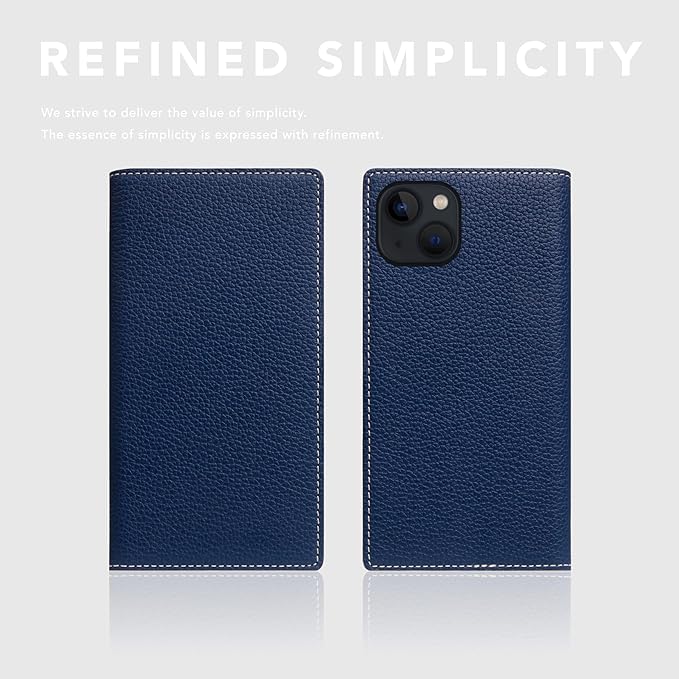 D8 Full Grain Leather Wallet Case for iPhone 15 Plus - [2-in-1] Handcrafted Detachable Diary Style with Magnetic MagSafe Back Cover, Gift Box Included (Navy Blue)