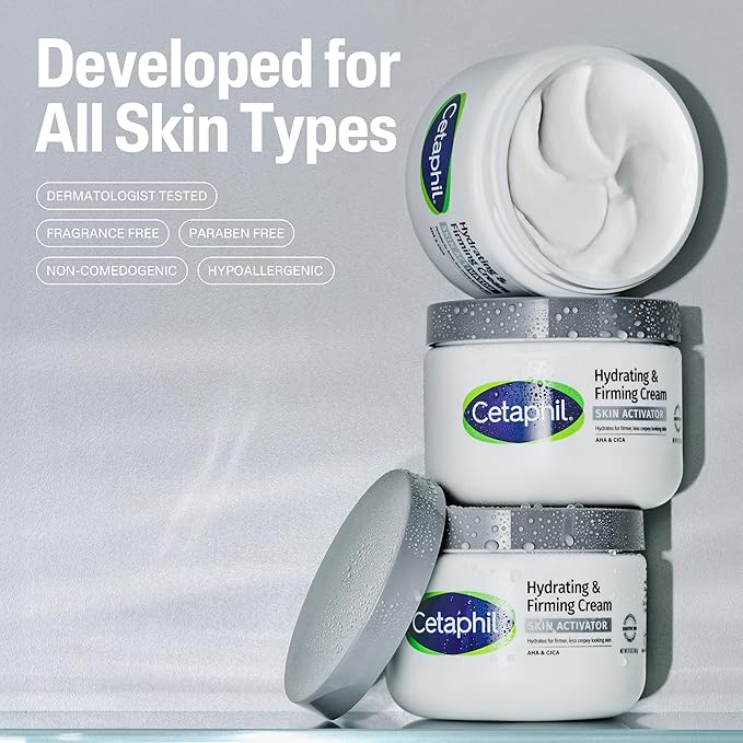 Cetaphil Skin Activator Hydrating & Firming Body Cream 12oz, Mandelic Acid (AHA) and Centella Asiatica (CICA) Cream, Hydrates and Firms Aging Skin, Anti-Aging Skin Care, 12 oz