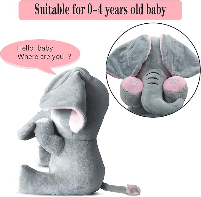 Aidiya Elephant Stuffed Animals Baby Gifts Peluches Ear Interactive Elephant Talking Singing Plush Toys for Girls Boys Gift Adjustable Volume 11.8" Set (Pink)