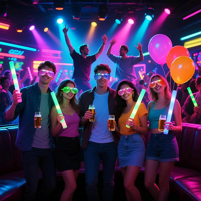 40 PCs LED Glasses,Light Up Glasses,Glow Glasses Glow In The Dark Party Supplies Suitable For Kids/Adults, 3 Light up Modes, 5 Neon Colors Rave Party,Wedding, Birthday, Concert, New Year, Carnival