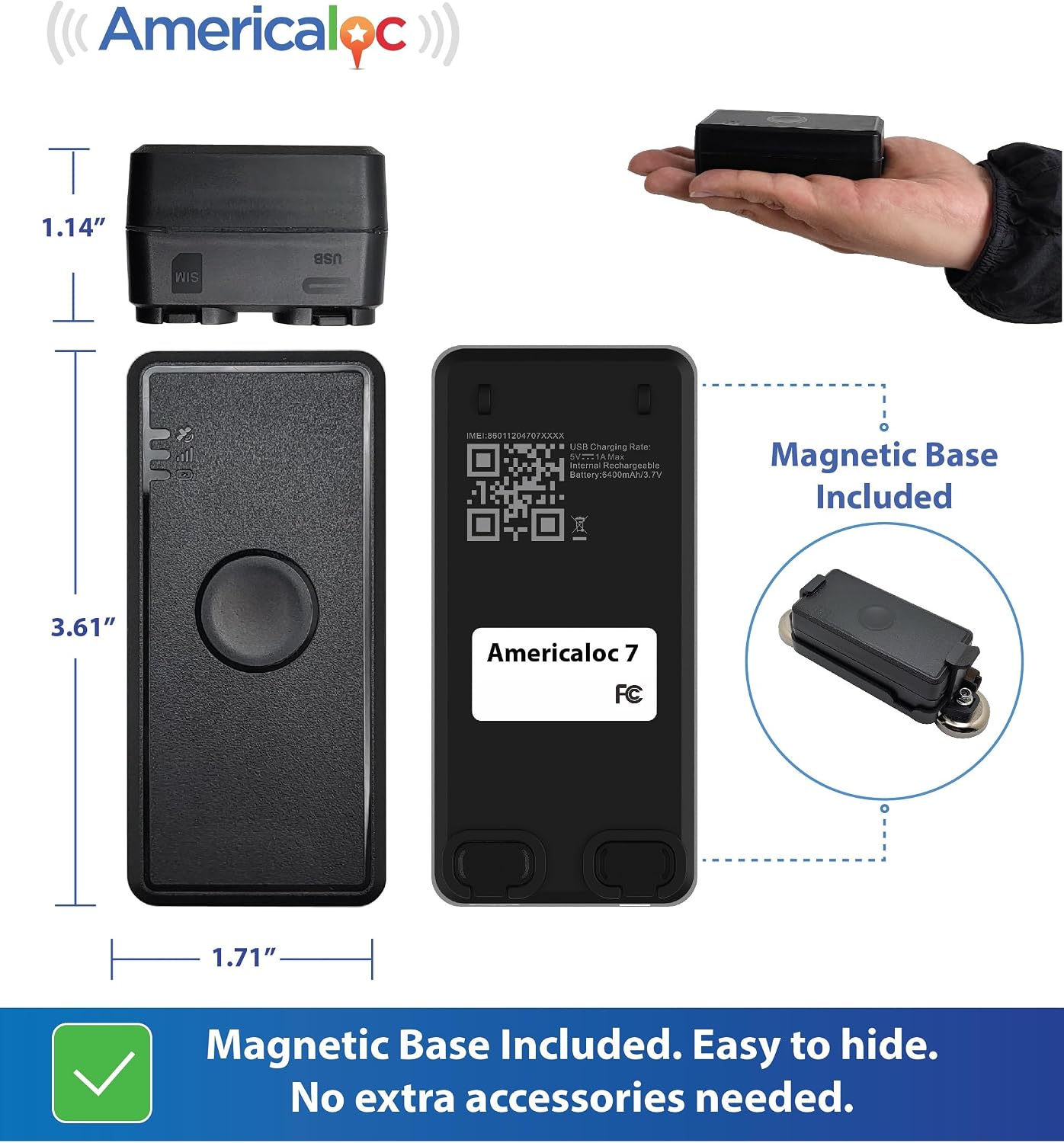 Mini Seven GPS Tracker – Includes 4 Months of Free Service. Ultra-Long Battery. Vehicles, Assets & People. Rechargeable. Magnetic.