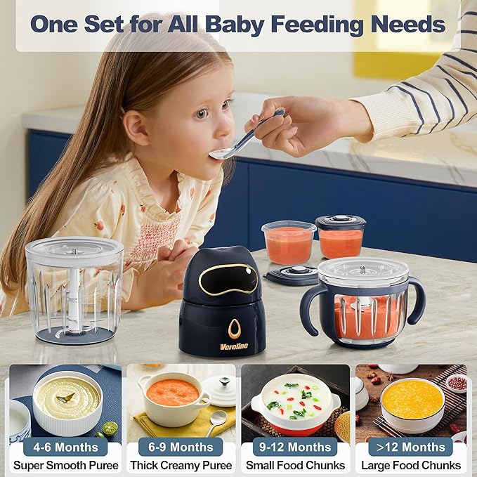Baby Food Maker, 10-in-1 Baby Food Processor Set with 2 Glass Bowls (600ml+300ml), Baby Food Blender for Baby Puree, Fruit, Meat, Vegatable, Baby Food Storage Containers, Baby Essentials