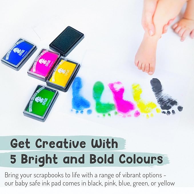 Baby Hand and Footprint Kit by Forever Fun Times | Get Hundreds of Detailed Prints with One Baby Safe Ink Pad | Easy to Clean, and Works with Any Paper or Card | Clean and Safe (Blue, Small)