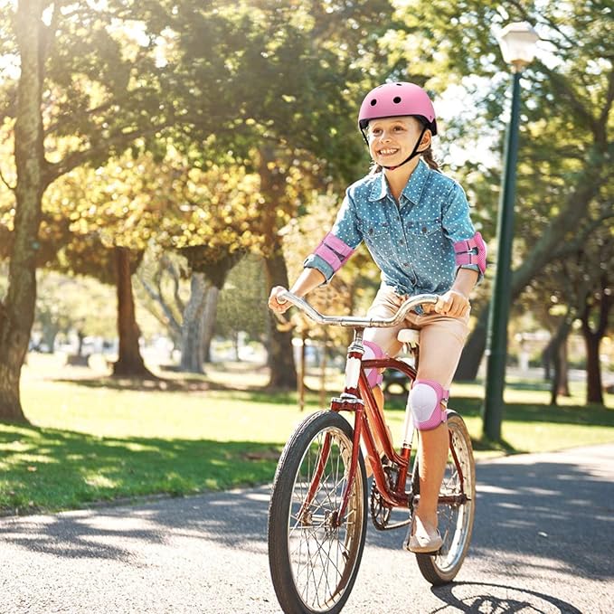 Adjustable Kids Bike Helmet with Knee & Elbow Pads Set, Color Gradient Design for Boys and Girls Aged 3-14+, for Skateboarding, Scooter, Roller & Inline Skating, Longboard