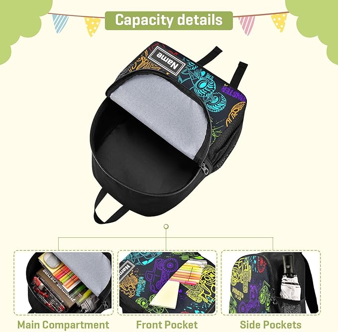 Colorful Monster Truck Toddler Backpack Waterproof Mini Backpack with Name/Text Preschool Backpack Cute Small Backpack Kindergarten Pre School Bags 13 Inch, Medium, Pattern 2