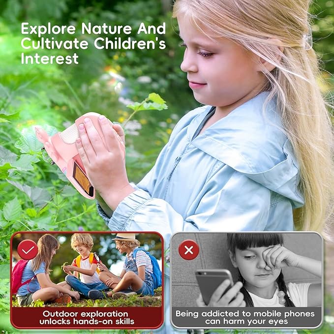 Kids 1000X Handheld Portable Microscope With 8 Adjustable LED Lights, 2-Inch LCD Screen Pocket Mini Telescope for Kids Toddlers - Education Christmas Birthday Gifts Toys