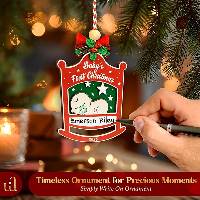 Baby First Christmas Ornament 2025 for Girl Boy - Baby's 1st Ideas for Parents, Babies Newborn Ornament Keepsake Babys First Xmas Ornaments for Xmas Tree Decorations