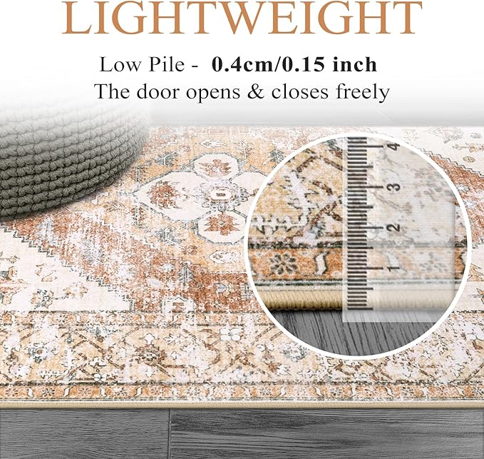Lahome 9x12 Area Rugs for Living Room - Boho Non-Slip Washable Carpet Ultra-Thin Large Rug Lightweight Throw Foldable Dining Room Mat，Farmhouse Neutral Print Carpet for Bedroom Guest Room (Taupe)