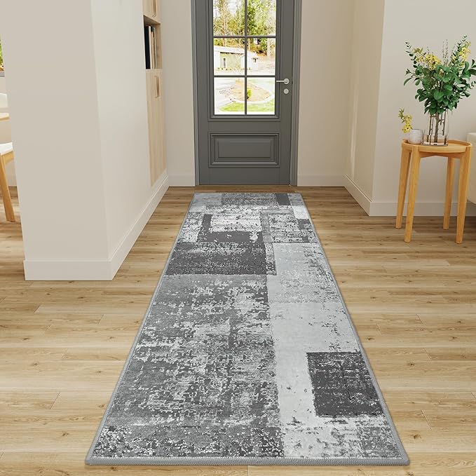 LOCHAS Washable Runner Rugs for Hallway, 2x6 Non Sip Soft Rug for Bedroom Entryway Kitchen Laundry Room, Long Abstract Carpet for Indoor Floor Bedside, Geometric Vintage Home Decor, Pet & kid Friendly