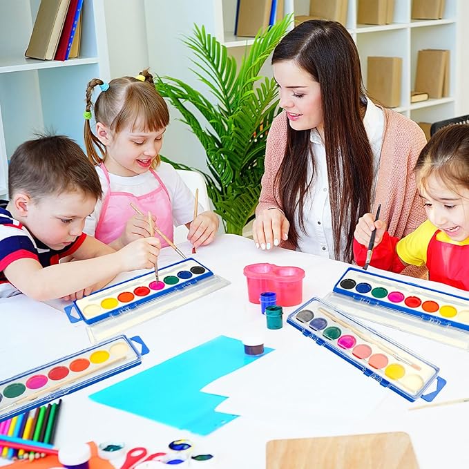 36 Pack Watercolor Paint Set for Kids - 8 Washable,Bright Colors with Paintbrush Watercolor Paint Bulk for Kids Party Favors,Classrooms Supplies,Art Lessons